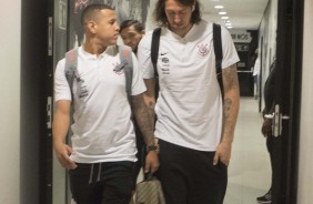 Sidcley e Cssio chegam  Arena Corinthians para jogo contra o Cear