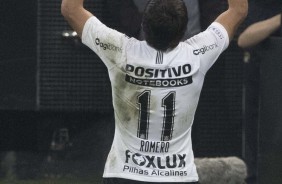 Angel Romero comemora o seu gol contra o Botafogo, na Arena Corinthians, pelo Brasileiro