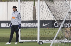 Goleiro Cssio no treinamento preparatrio para jogo contra o Santos