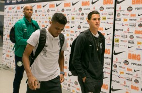 Pedrinho e Vital chegam  Arena Corinthians para o duelo contra o Palmeiras