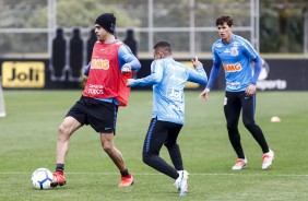 Lo Santos, Janderson e Vital durante ltimo treino antes do jogo contra o Ava, pelo Brasileiro