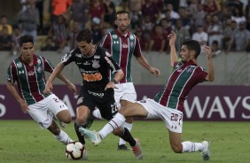 Garoto Mateus Vital durante duelo contra o Fluminense, pela Sul-Americana, no Maracan