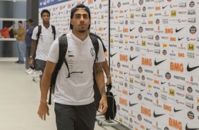 Gabriel chega  Arena Corinthians para duelo contra o Bahia, pelo Brasileiro