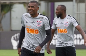 Marllon e Manoel no ltimo treino antes do jogo contra o Palmeiras