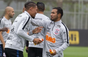 Urso e Sornoza no ltimo treino antes do jogo contra o Palmeiras