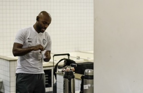 Love no vestirio do estdio Nilton Santos, para duelo contra o Botafogo