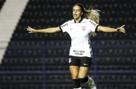 Gabi Nunes comemorando seu gol no jogo entre Corinthians e Real Braslia, pelo Brasileiro Feminino