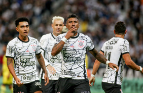 Du, Rger Guedes, Paulinho e Giuliano na partida entre Corinthians e Mirassol nesta quinta-feira
