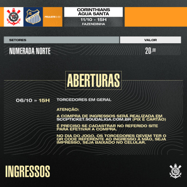 Divulgao da venda de ingressos para Corinthians x gua Santa, pelo Paulista Sub-20