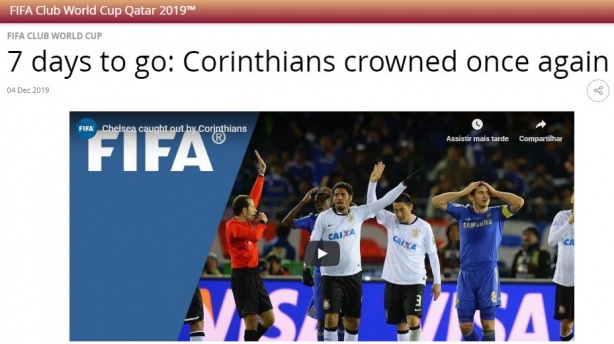 Fifa volta a destacar Corinthians em seu site oficial