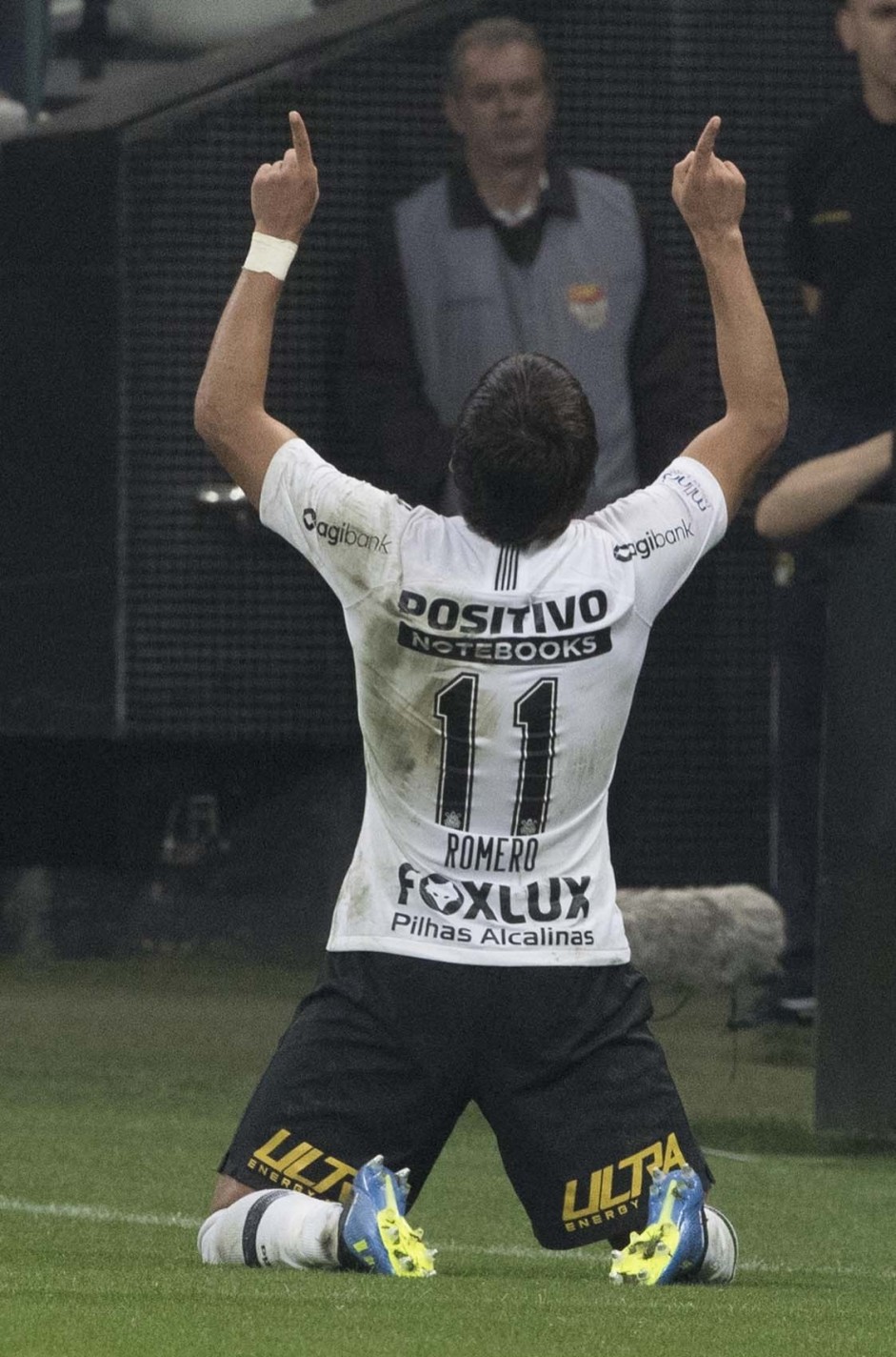 Angel Romero comemora o seu gol contra o Botafogo, na Arena Corinthians, pelo Brasileiro