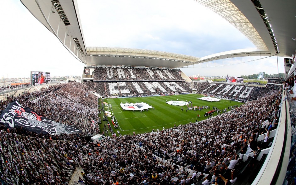 Lindo mosaico na Arena Corinthians para a final contra o So Paulo, pelo Paulisto