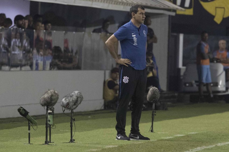 Fbio Carille durante jogo contra o Santos, pelo Campeonato Brasileiro 2019