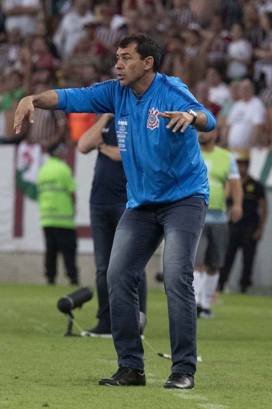 Fbio Carille durante duelo contra o Fluminense, pela Sul-Americana, no Maracan