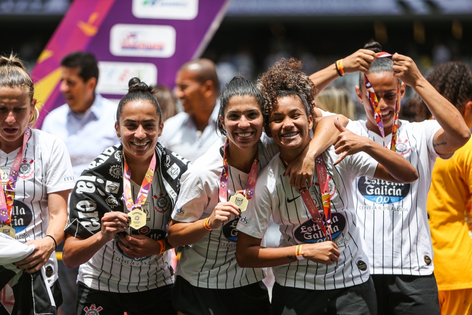 Jogadoras durante comemoraes do ttulo do Campeonato Paulista, pelo Corinthians Feminino